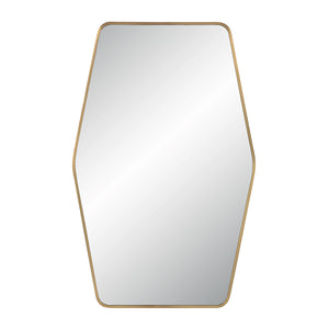 Mocha Wall Mirror with a hexagonal shape and gold frame, front view