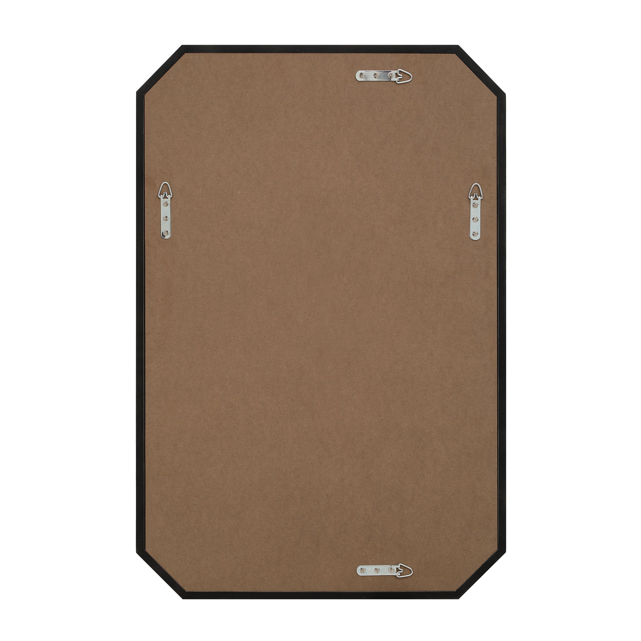 Back view of Venus mirror with a brown backing and mounting hardware