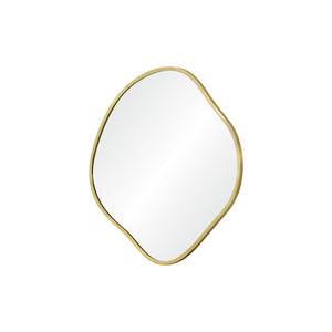 Nucleus Wall Mirror with a unique, asymmetrical shape and gold trim
