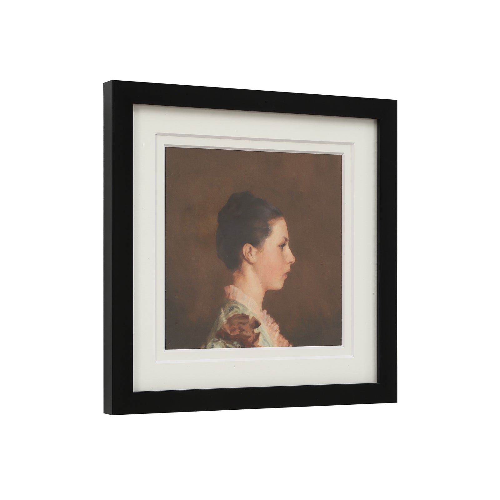 Madeleine canvas art featuring a profile portrait of a woman in a floral garment.