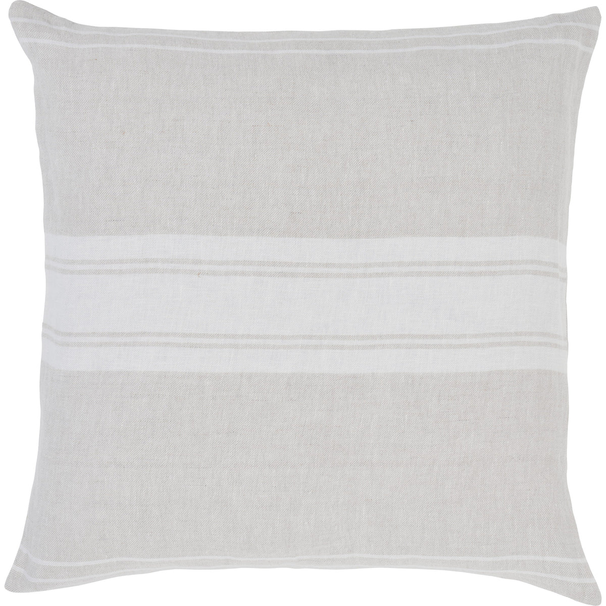 Raelyn Indoor Pillow in light gray with white stripes, showcasing a textured linen fabric.