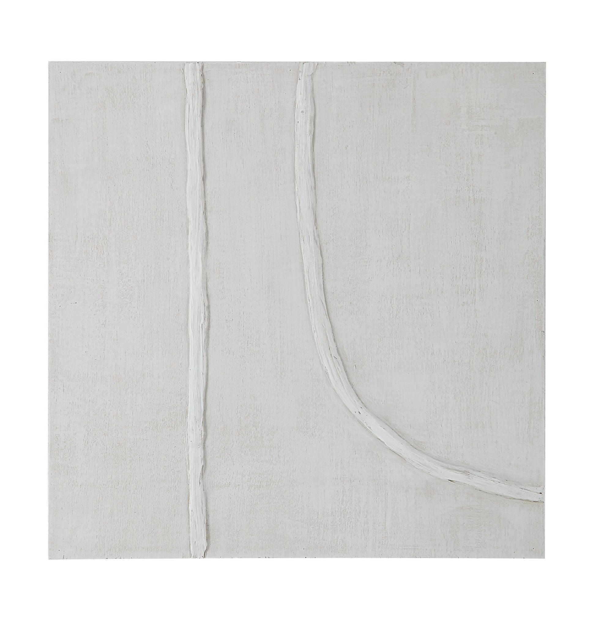 Cellier wall art with abstract white lines on a soft beige canvas