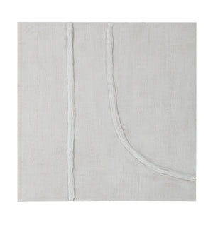 Cellier wall art with abstract white lines on a soft beige canvas
