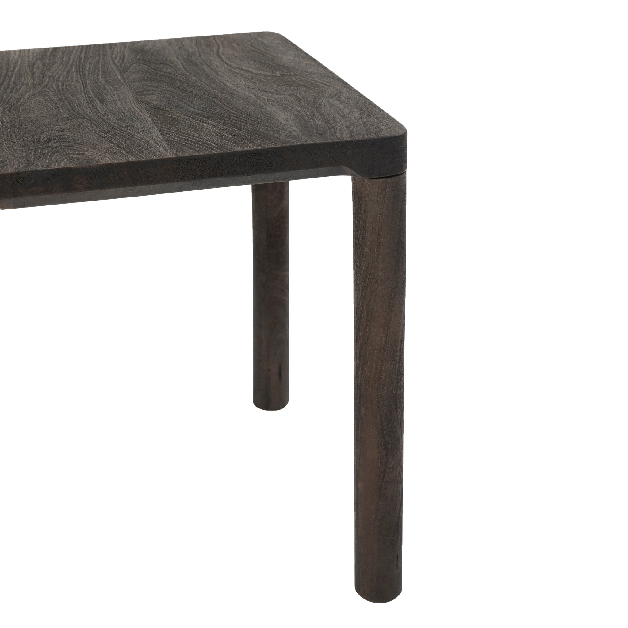 Clusia 19.0" Height Side Table showcasing a dark wood surface and rounded corners