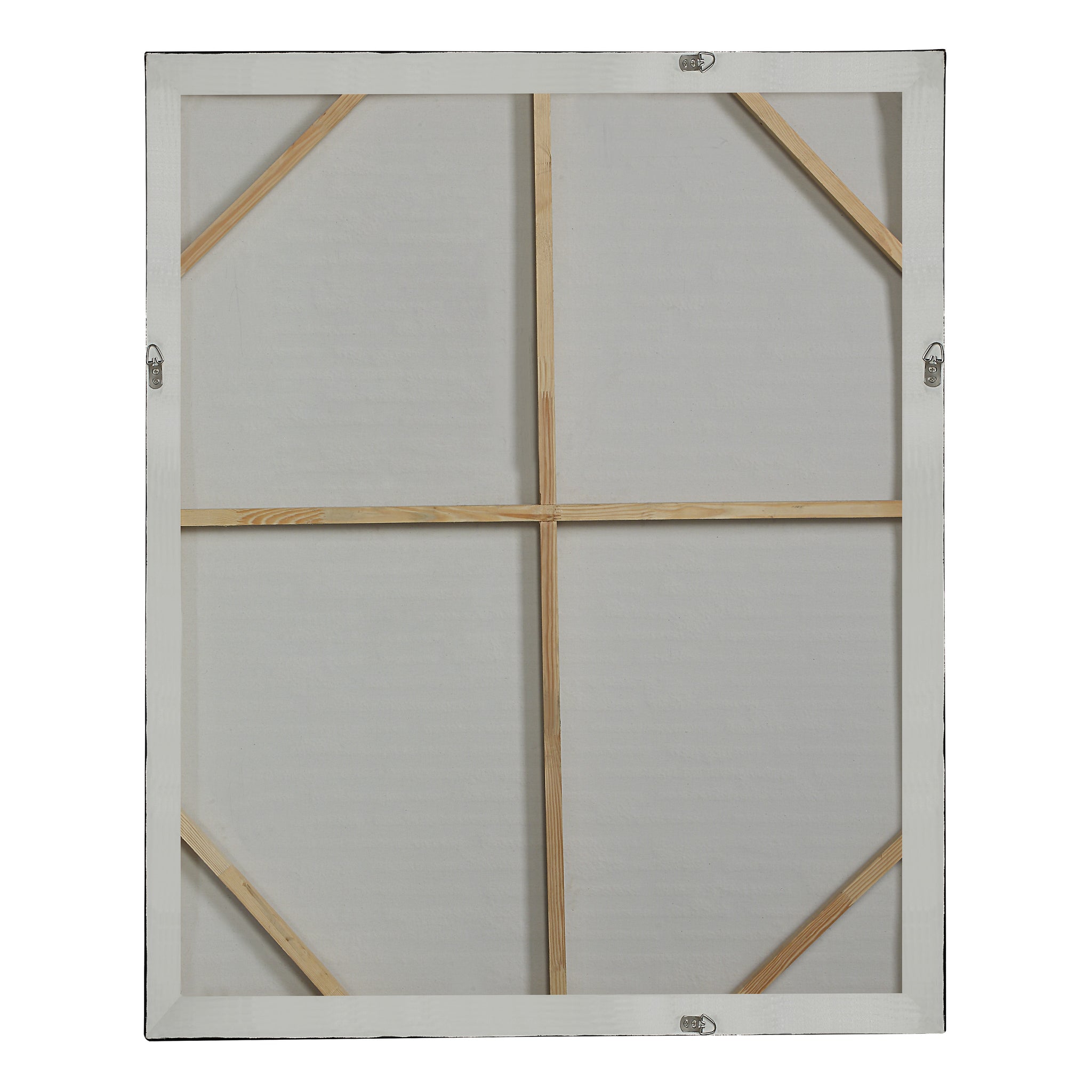 Back view of Kinetic canvas art by Renwil, displaying the wooden frame and support structure.