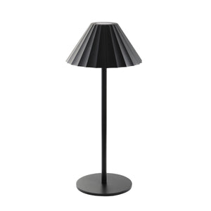 Giada Table Lamp by Renwil, black pleated shade, minimalist black base, stylish profile