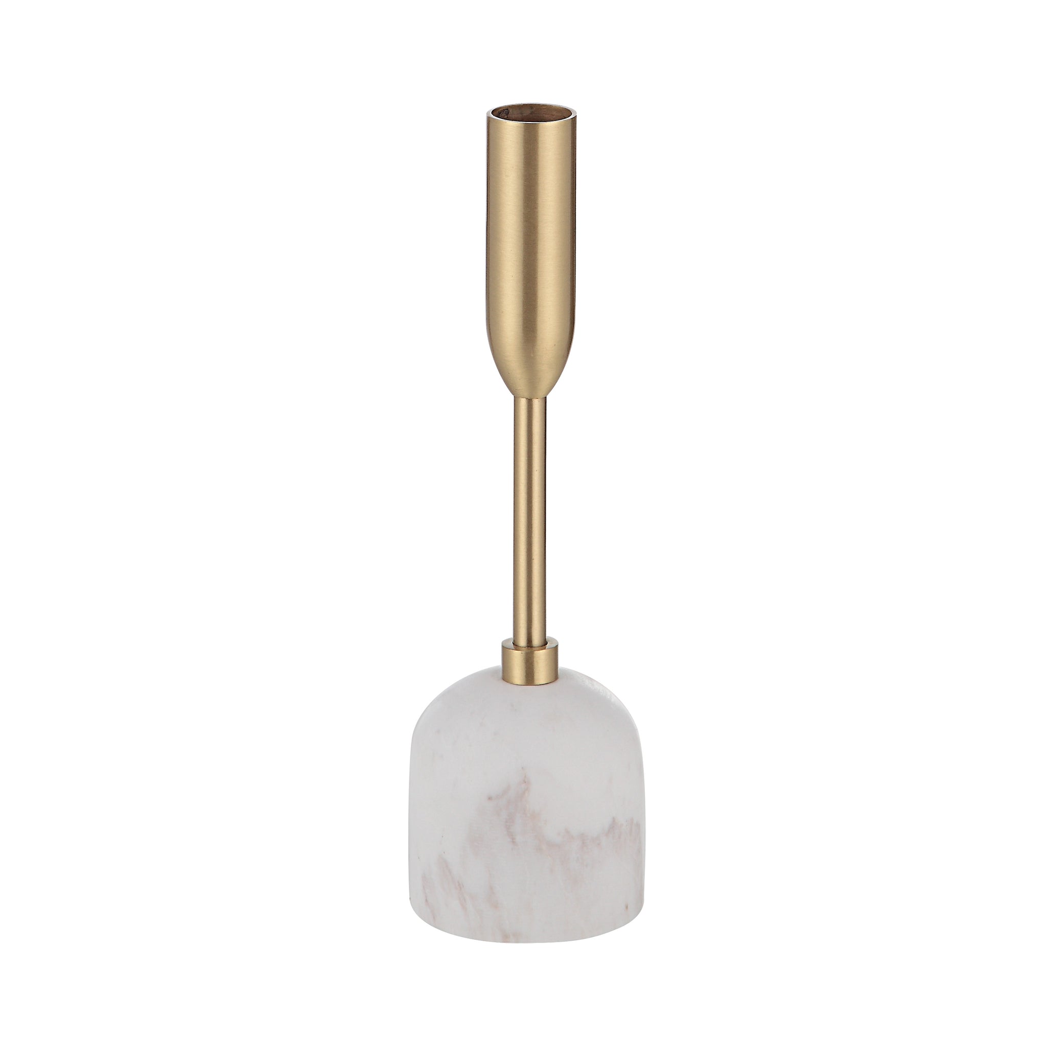 Single Marchesa tapered candle holder with a marble base and gold metal stem