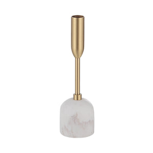 Single Marchesa tapered candle holder with a marble base and gold metal stem
