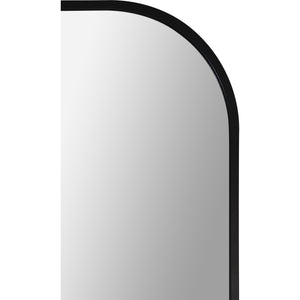 Mandret mirror by Renwil with a black rounded frame, showcasing a reflective surface.