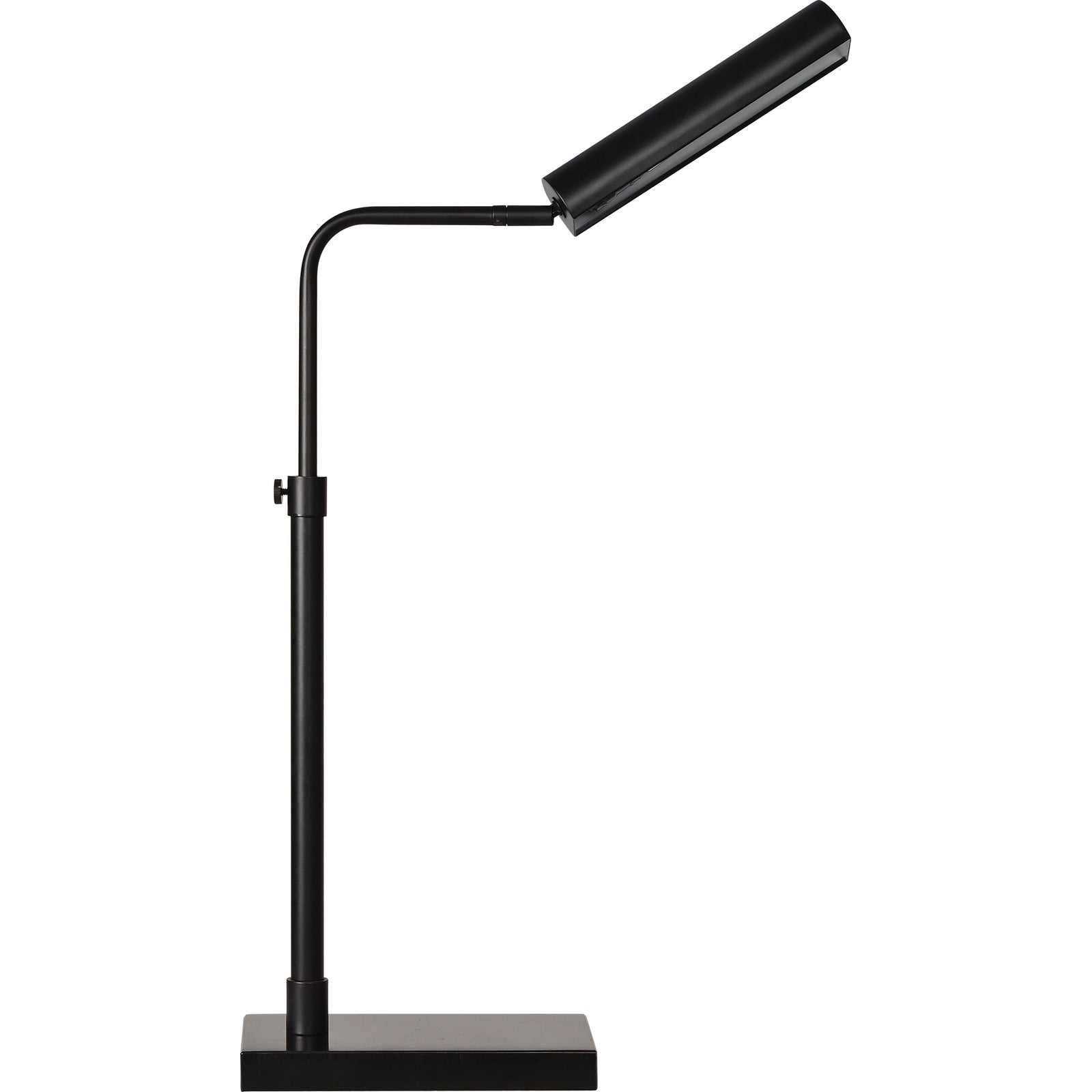 Fabolia Table Lamp in black, featuring a sleek arm and cylindrical shade.