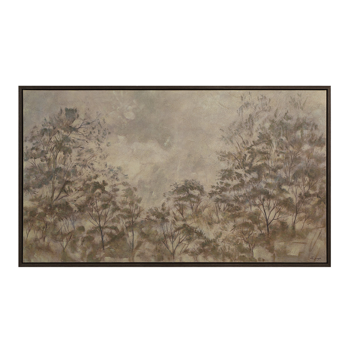 Toulouse canvas art featuring soft, muted colors and abstract tree silhouettes.