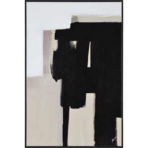 Telesto Canvas Art showcasing bold black shapes against a light beige background.