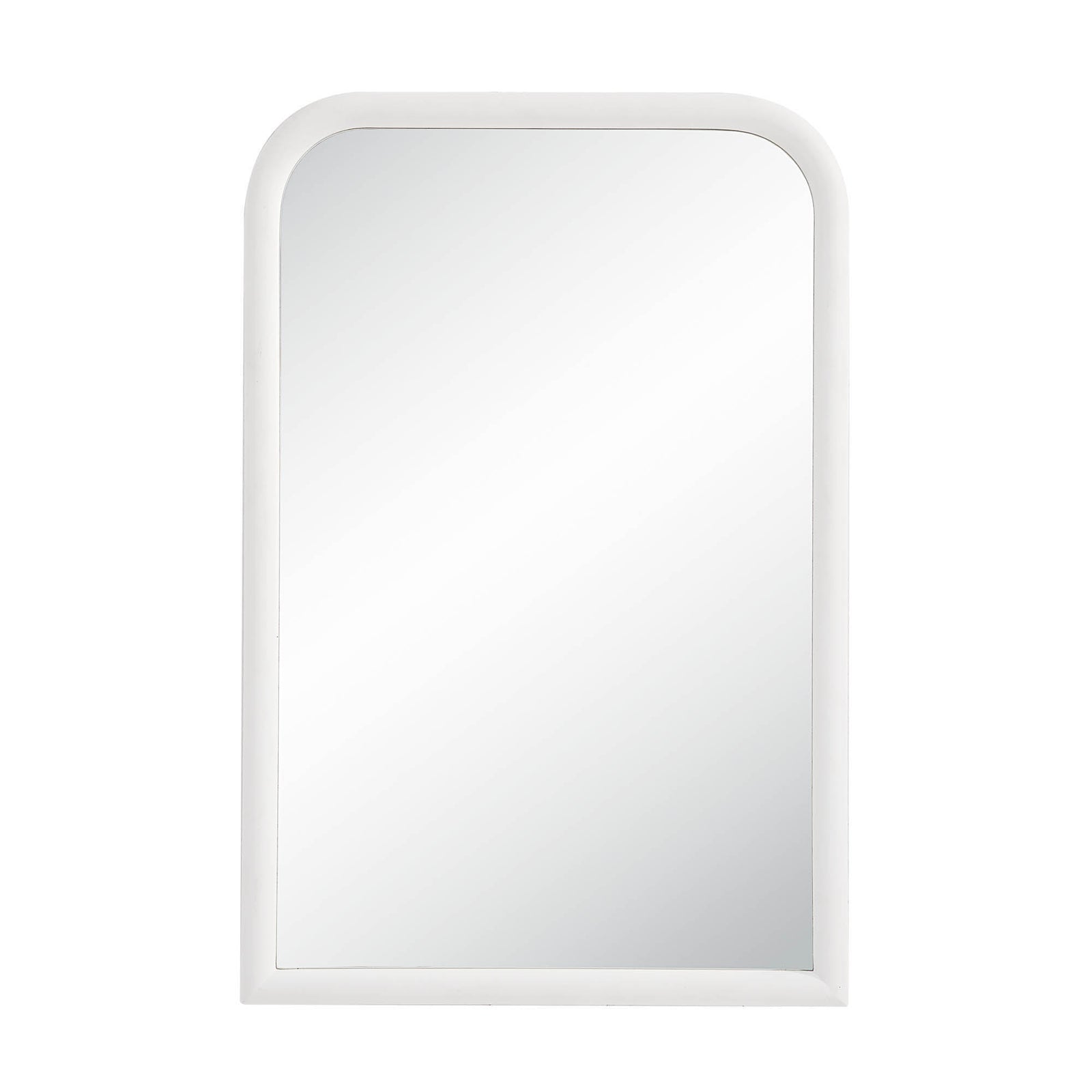 Colima Wall Mirror with a smooth white frame and a rectangular shape, front view.