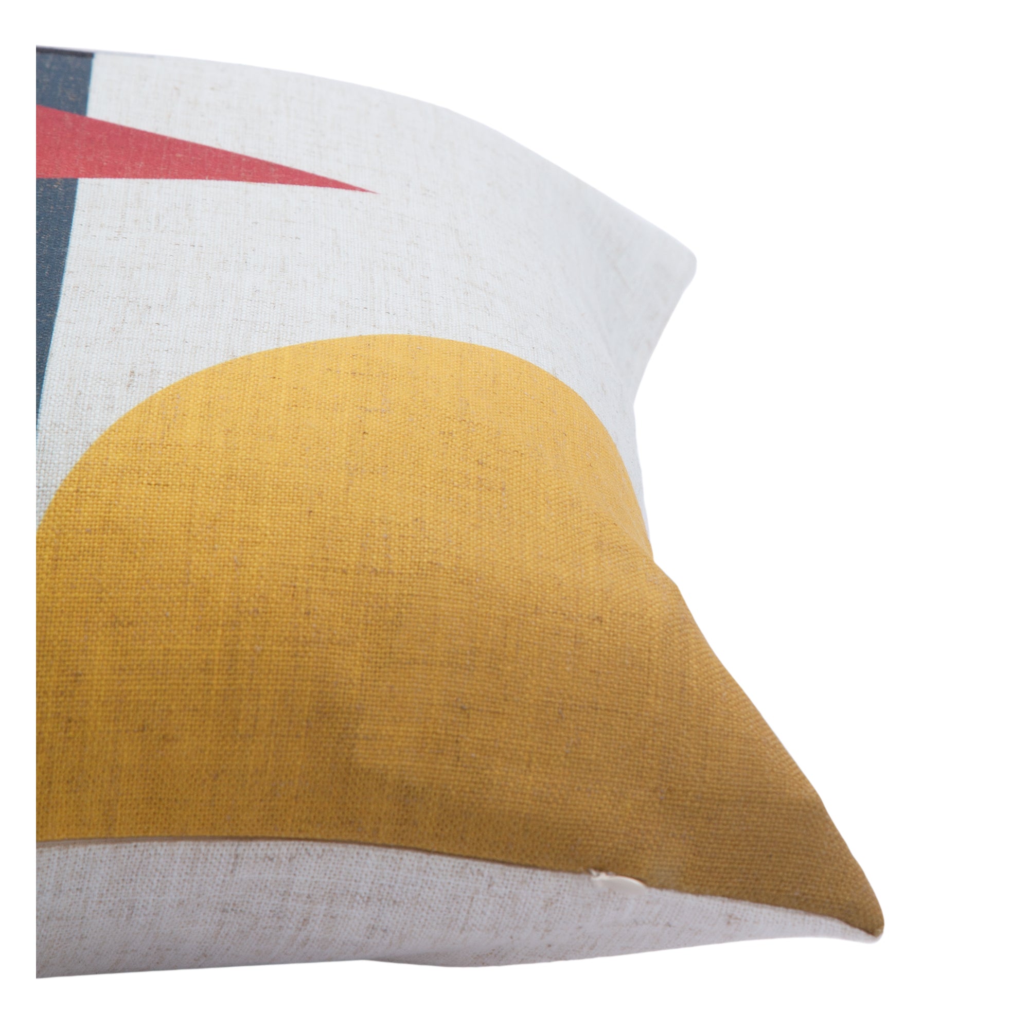 Close-up of Parma Indoor Pillow highlighting the yellow circular pattern against a textured background.