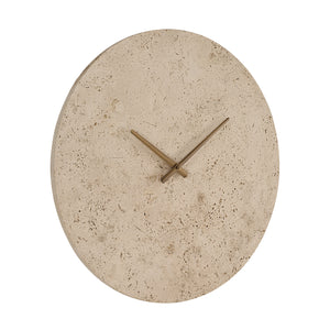 Fusion book holder featuring a smooth beige circular face and minimalist bronze clock hands.
