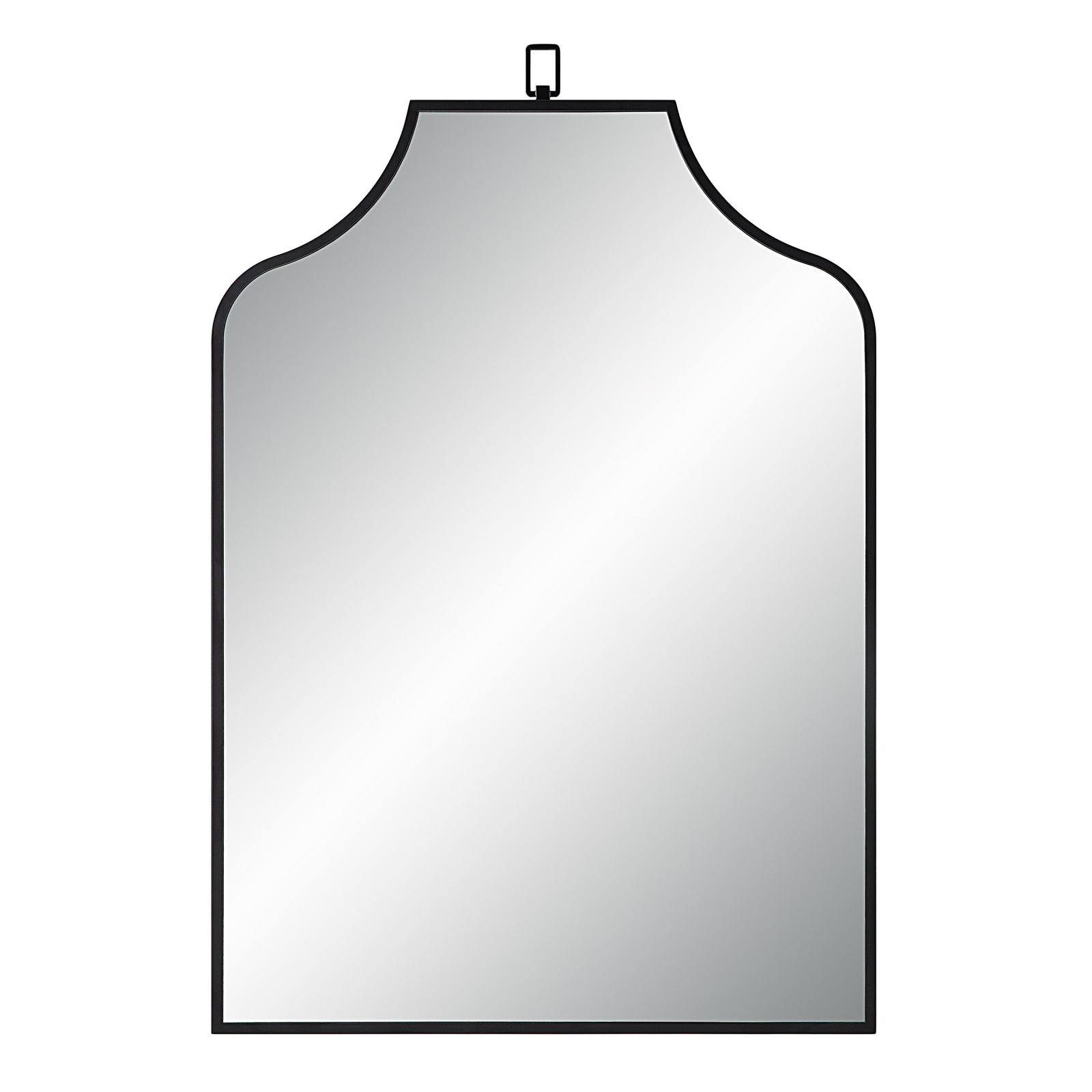 Breda Wall Mirror with a black frame, featuring a unique arch top design.