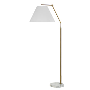 Claire Floor Lamp with white shade and gold metal arm, marble base