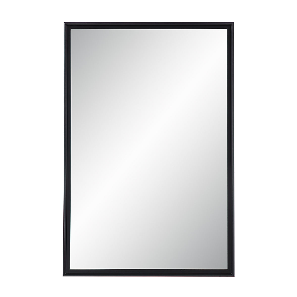 Lausanne Wall Mirror with a sleek black frame, showcasing a reflective surface.