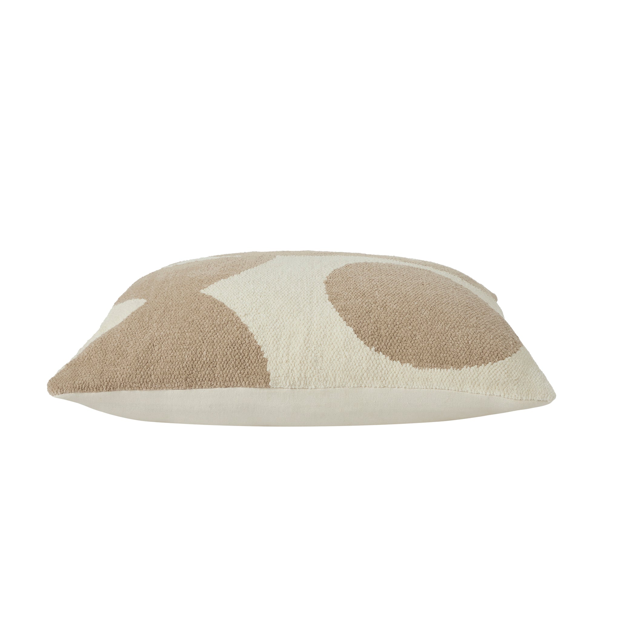 Side view of Ferla Indoor Pillow displaying its thickness and color pattern