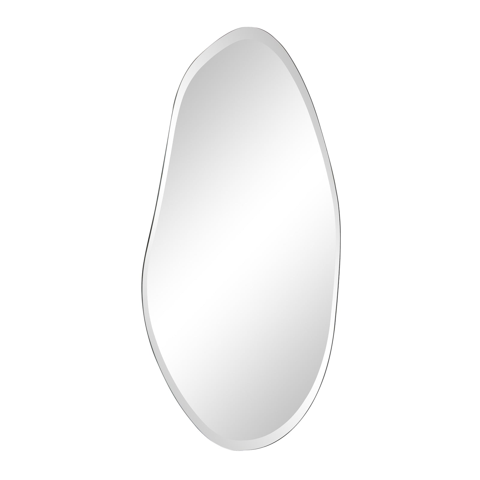 Anogia mirror by Renwil, organic shape, silver frame, reflective surface, minimalist design.