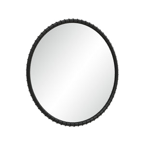 Timo mirror by Renwil, round design featuring a black frame with a smooth finish.
