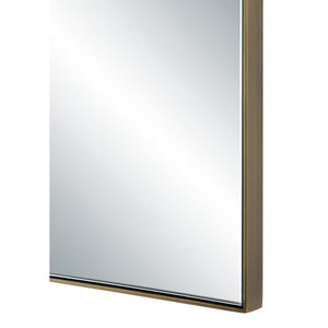 Close-up of Neem mirror by Renwil, highlighting the metal frame and reflective surface.