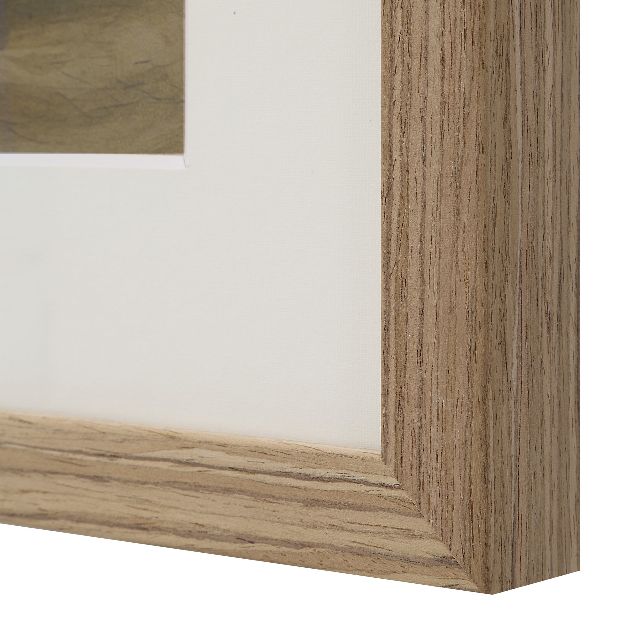 Close-up of Vetro canvas art frame showcasing a light wood finish and clean lines