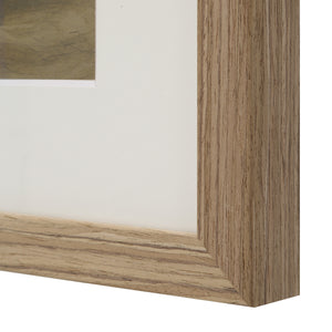 Close-up of Vetro canvas art frame showcasing a light wood finish and clean lines