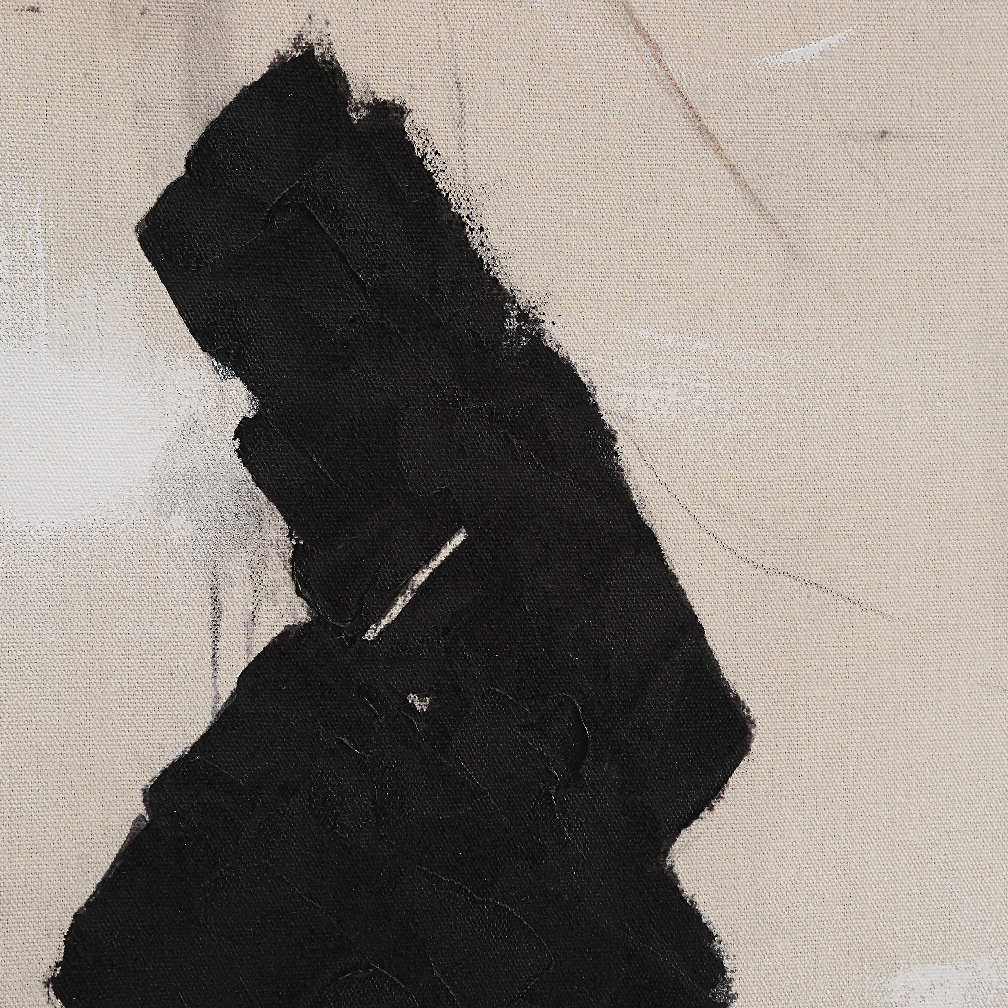 Asia Canvas Art by Renwil, detailed view of black abstract shape on beige canvas background