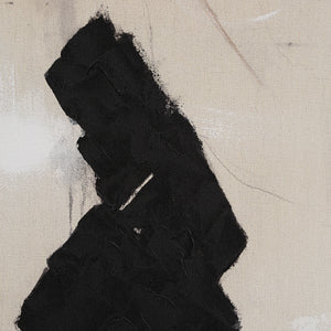 Asia Canvas Art by Renwil, detailed view of black abstract shape on beige canvas background