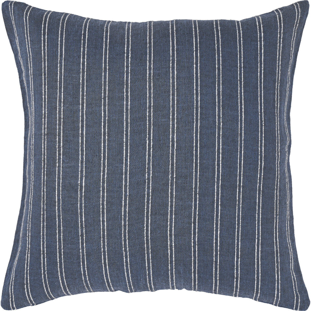 Oakley Indoor Pillow in dark blue with white vertical stripes, textured fabric.