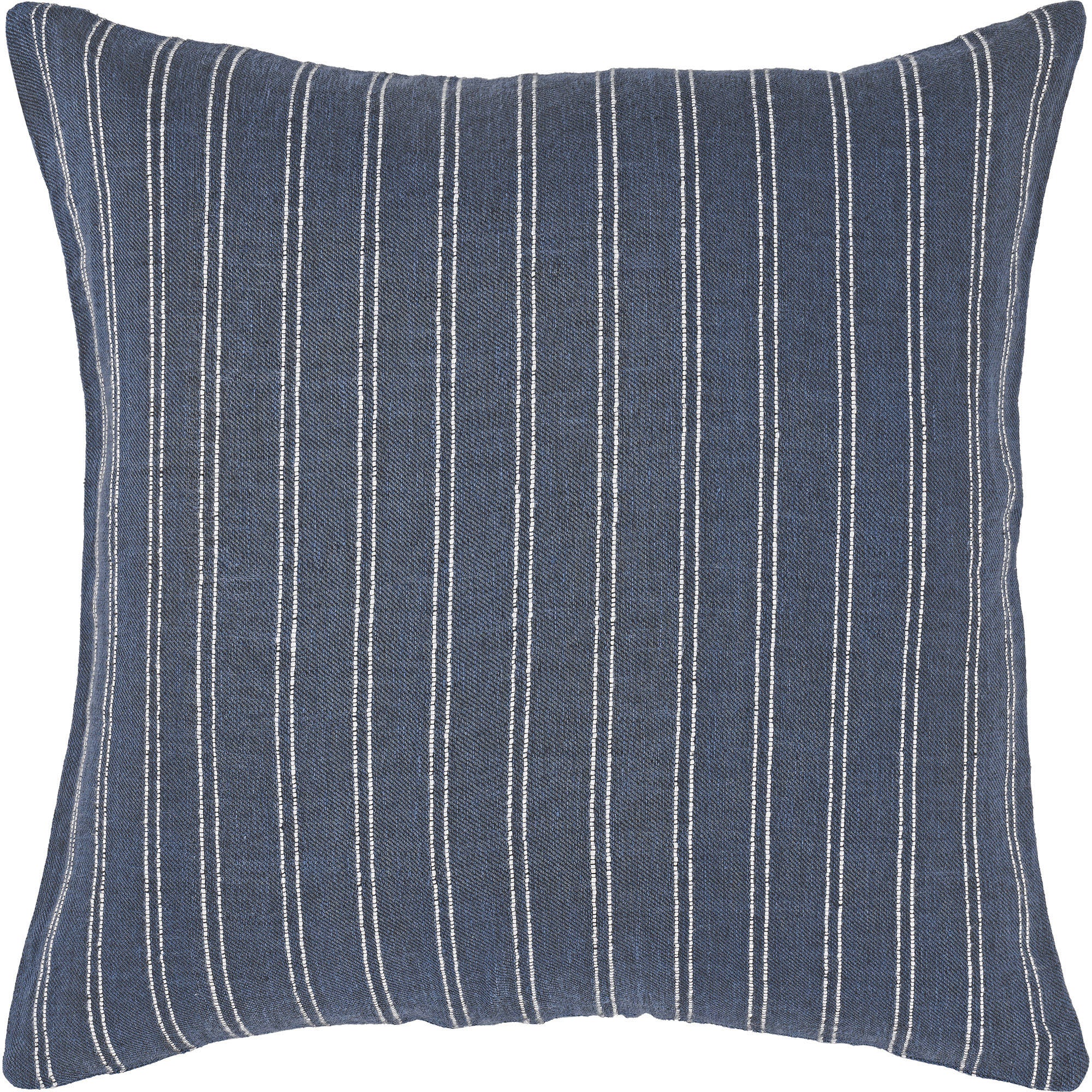 Oakley Indoor Pillow in dark blue with white vertical stripes, textured fabric.