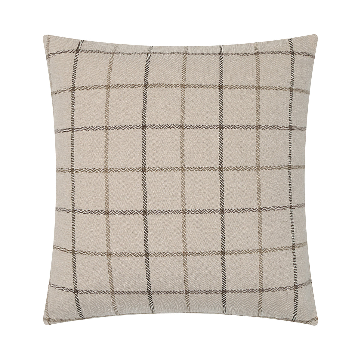 Thornhill pillow featuring a beige fabric with a brown plaid pattern.