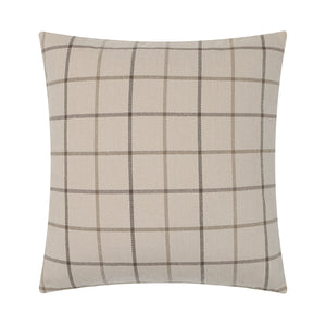 Thornhill pillow featuring a beige fabric with a brown plaid pattern.