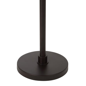 Base of Danae floor lamp showing a round black metal base and pole.