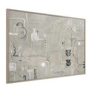 Kore Canvas Art shown at an angle, highlighting abstract patterns in soft colors