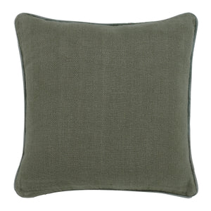 Lavigne Indoor Pillow in olive green with herringbone pattern and piped edges.