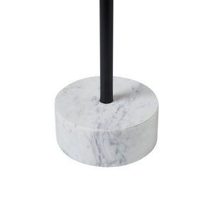 Antares Side Table highlighting the white marble base with a black metal pole.