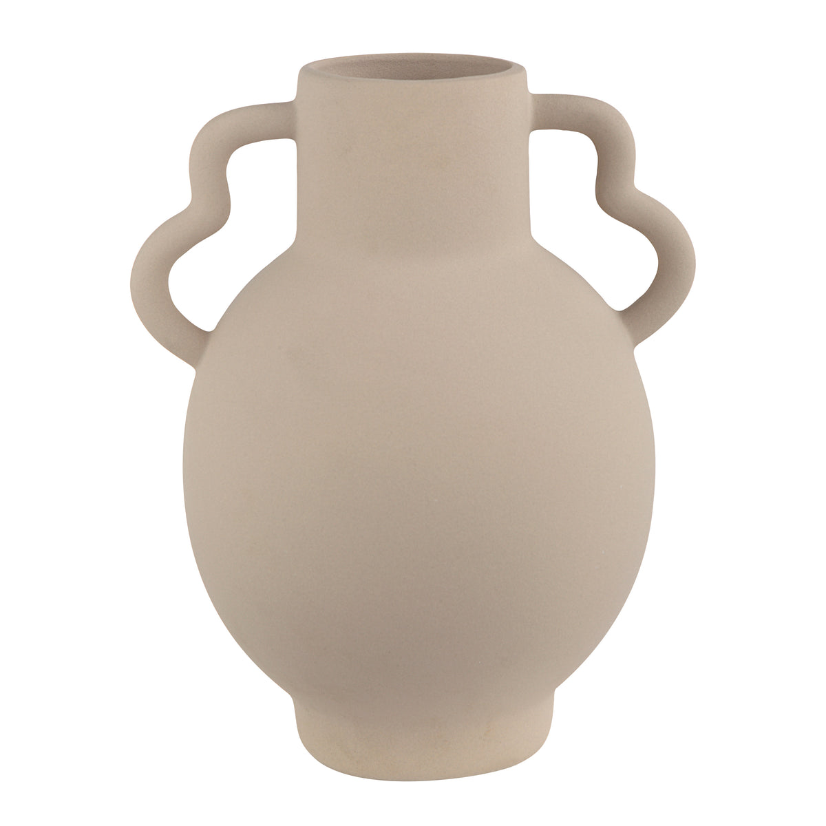 Monet Vase by Renwil, beige ceramic vase with two stylized handles