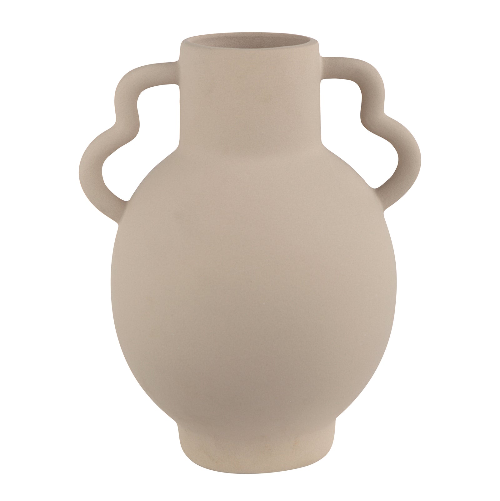 Monet Vase by Renwil, beige ceramic vase with two stylized handles