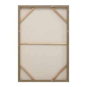 Back view of Pascal canvas art showing a light wooden frame and support beams