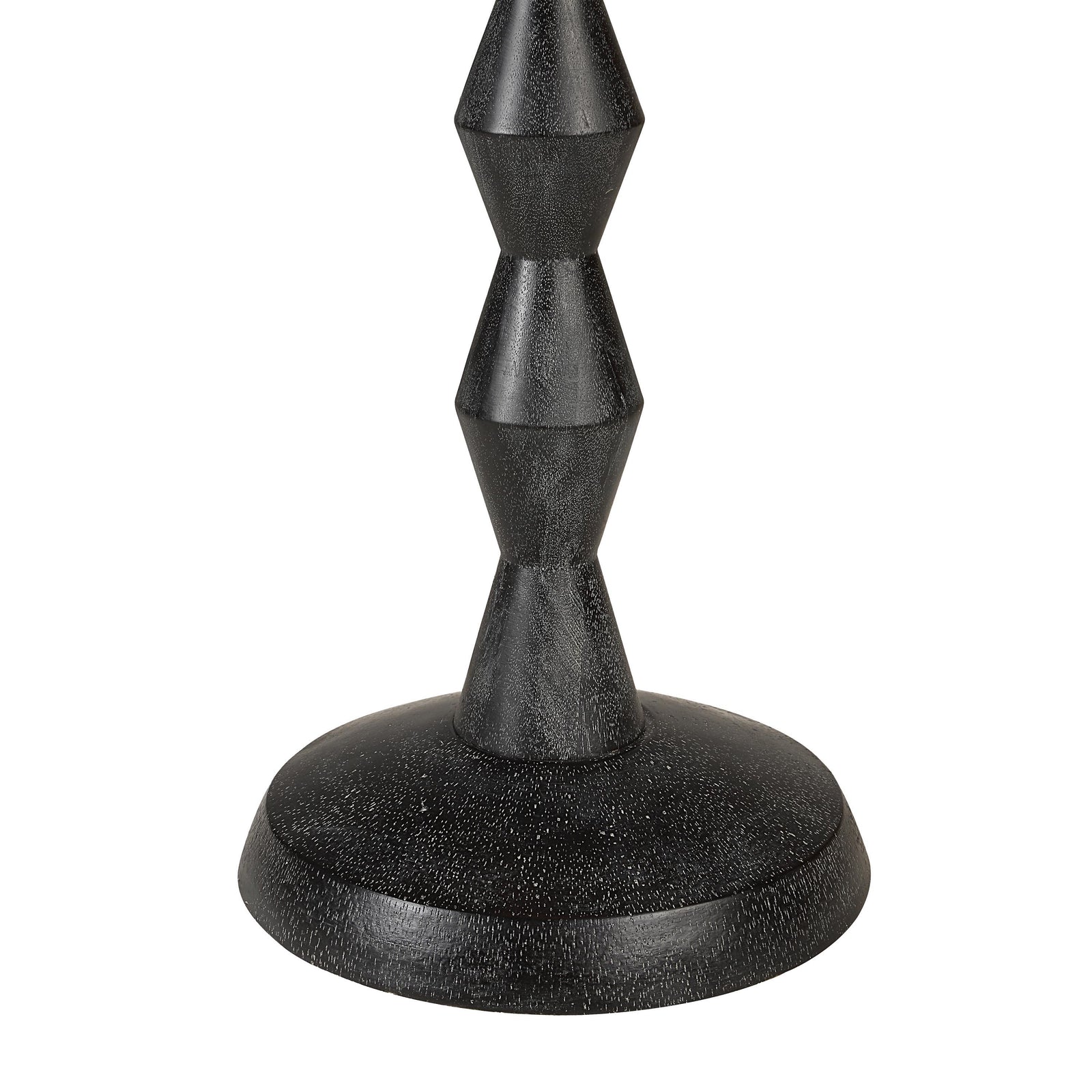 Phyllis floor lamp with a black geometric base and a cream fabric shade
