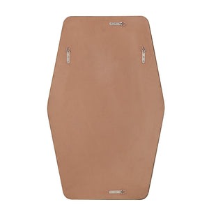 Back view of Mocha Wall Mirror with mounting hardware and a smooth surface