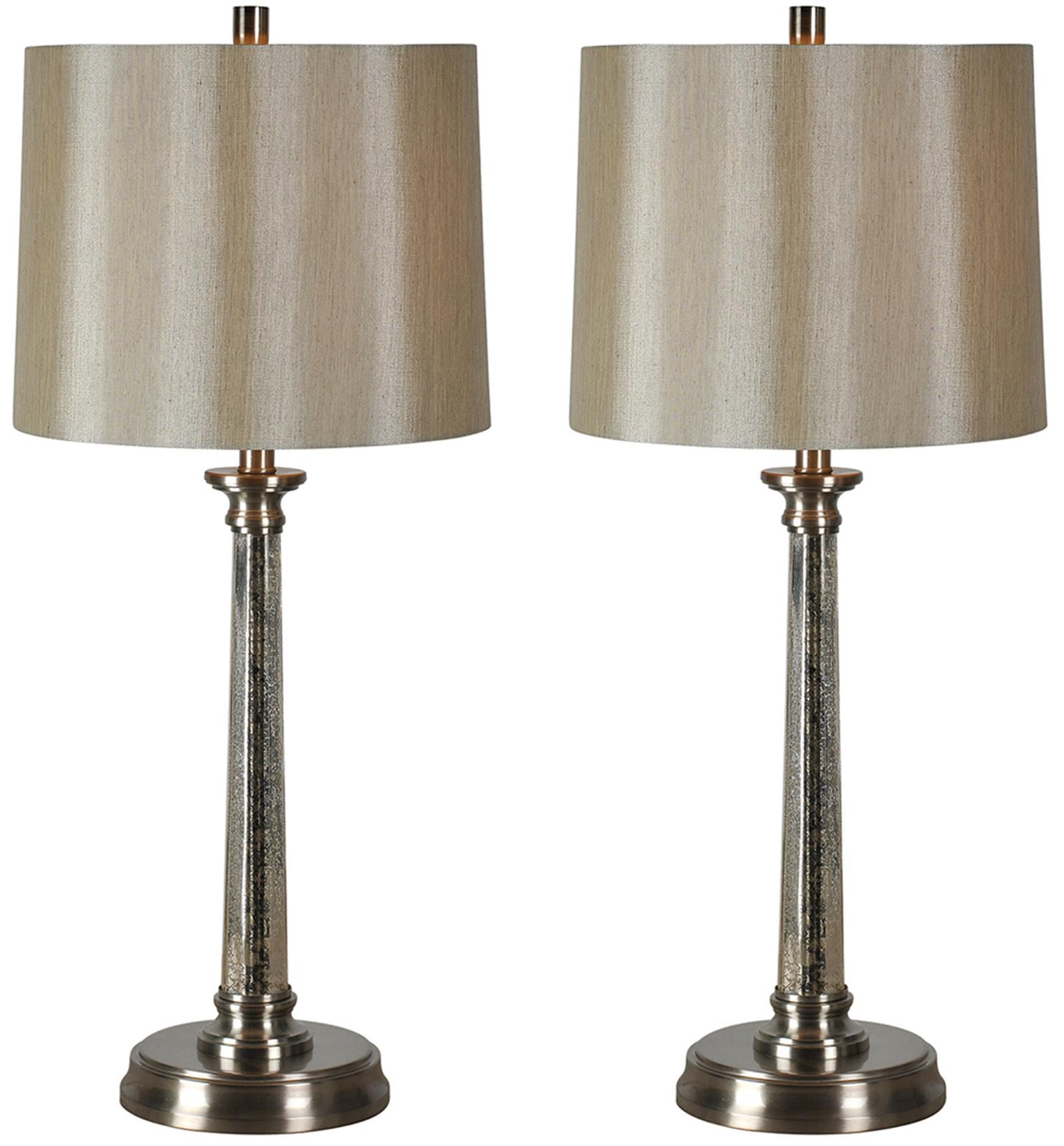 Brooks Set Of 2 Table Lamp with metallic base and beige fabric shade, elegant design.