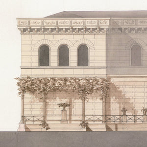 angle view of Italian Villa Facade II, C. 1838 luxury Artwork