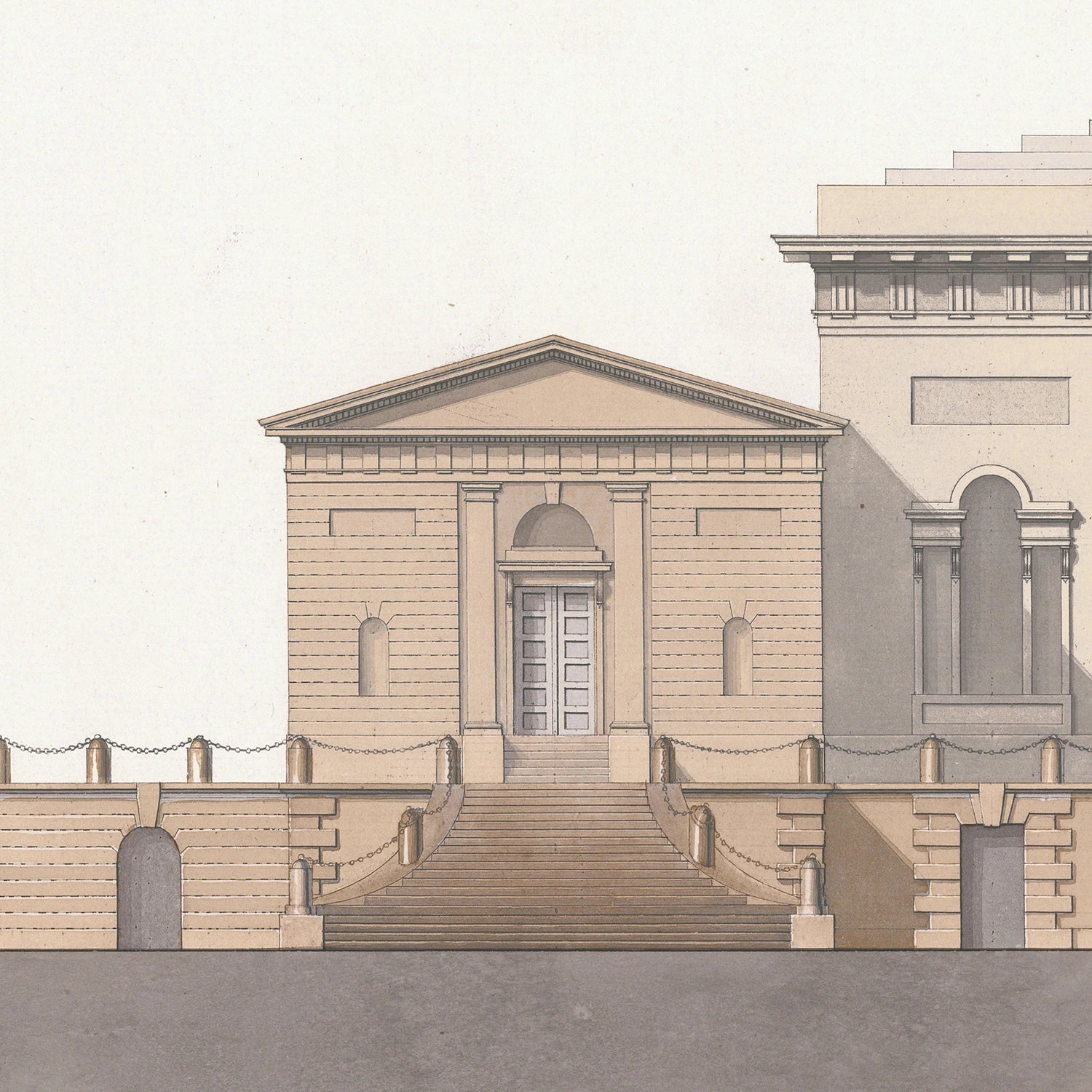 angle view of Italian Villa Facade III, C. 1838 luxury Artwork