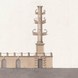 detail view of Italian Villa Facade III, C. 1838 luxury Artwork