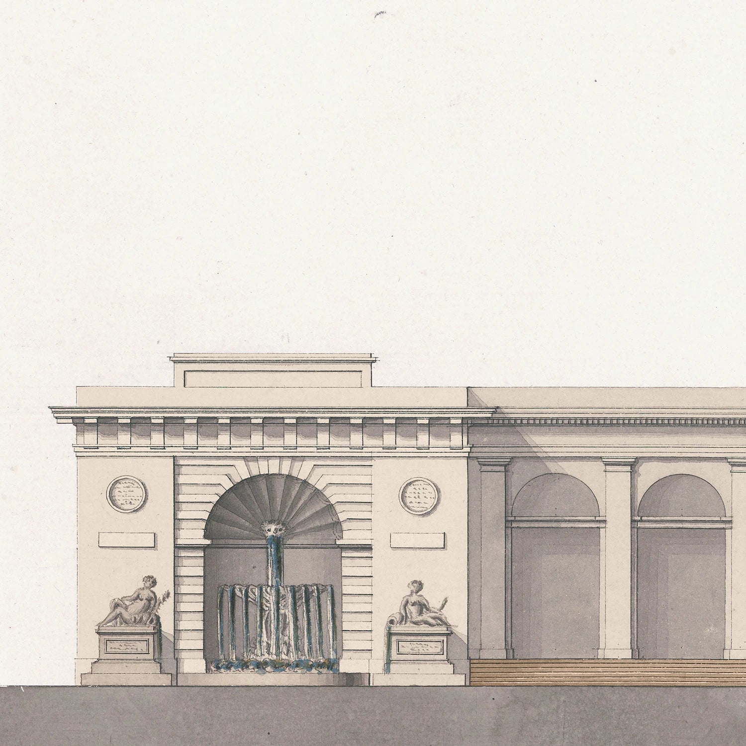 front view of Italian Villa Facade IV, C. 1838 luxury Artwork