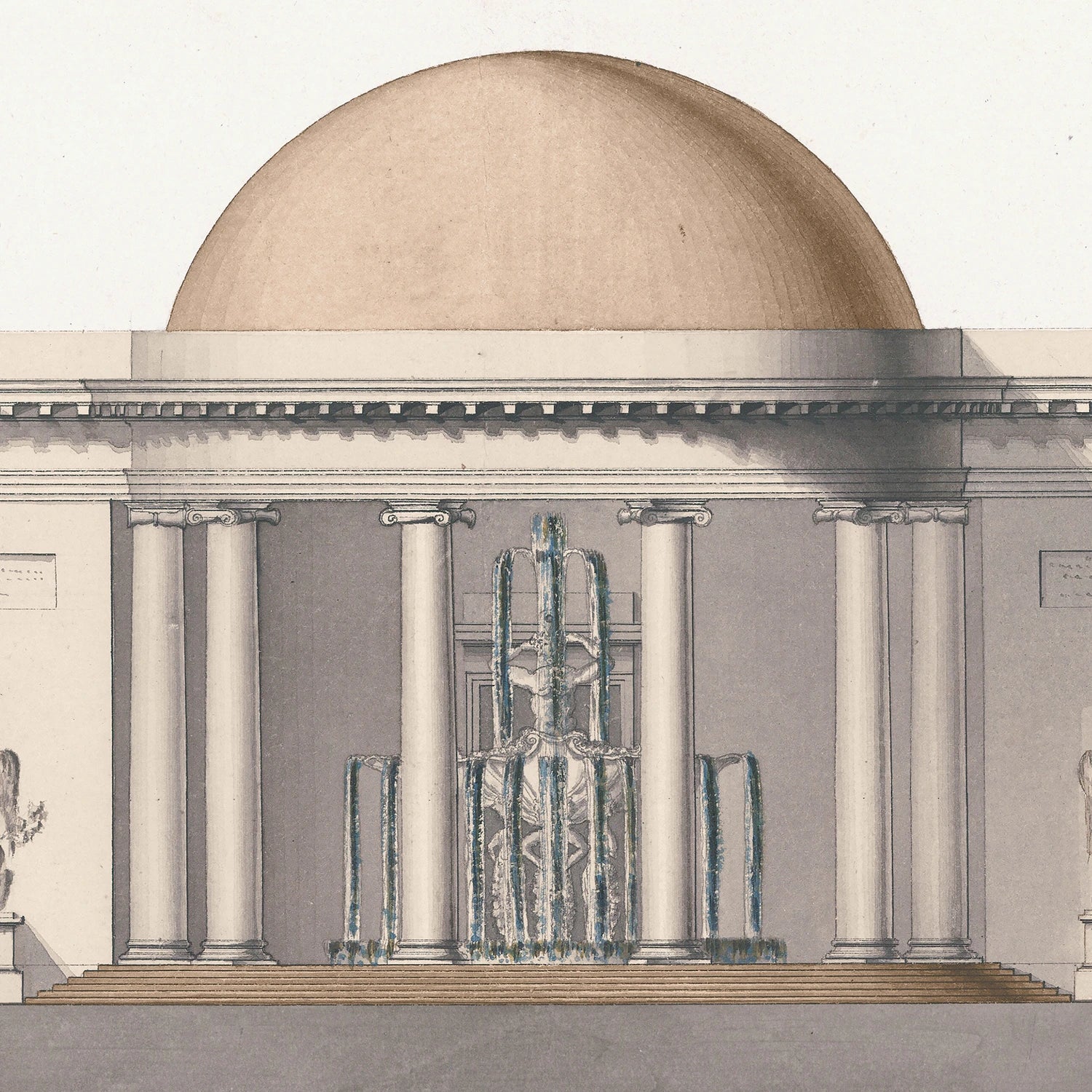 side view of Italian Villa Facade IV, C. 1838 luxury Artwork