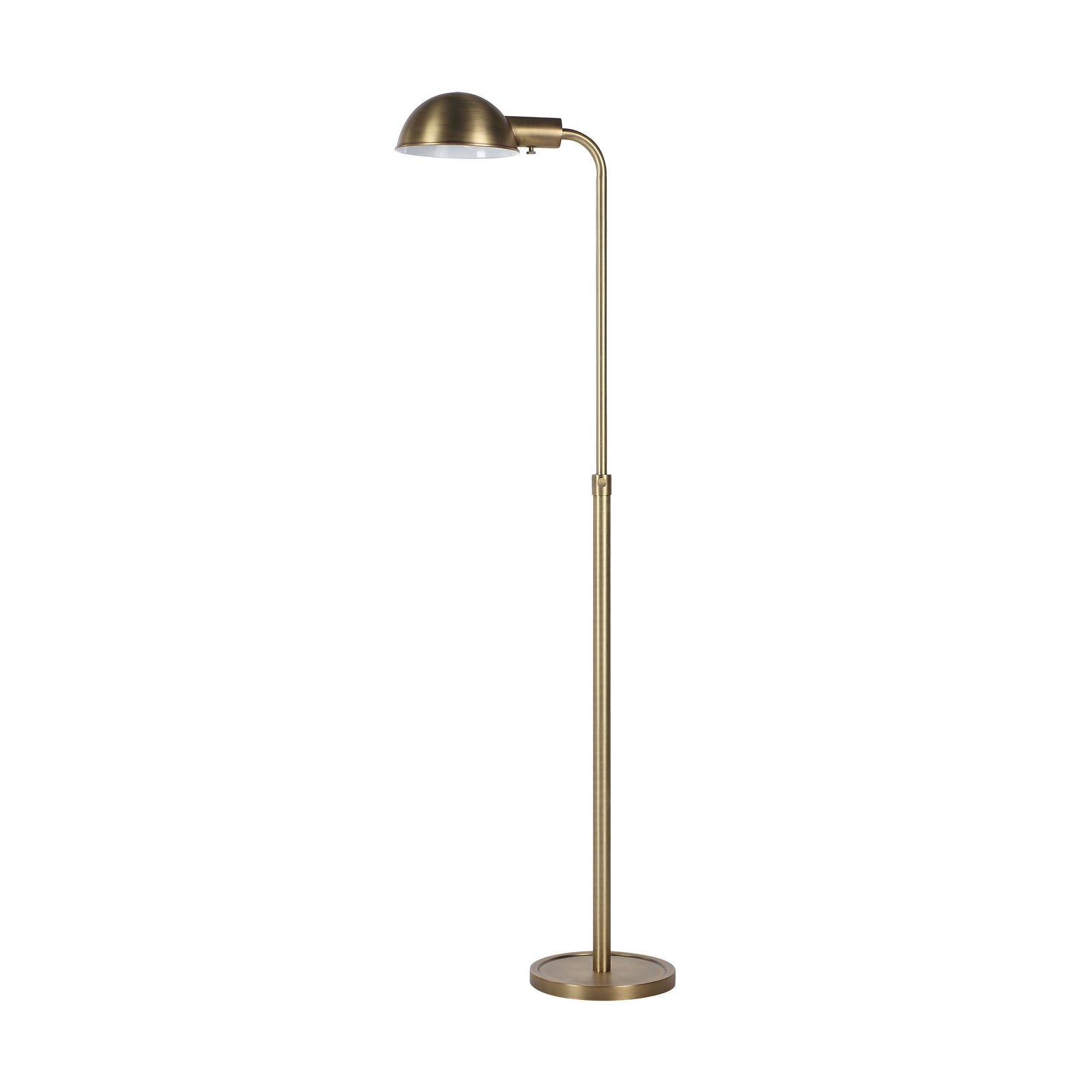 Cos floor lamp in brushed brass finish with a dome shade and a round base.